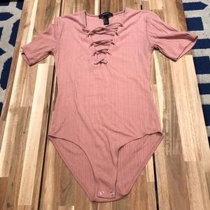 textured pink Forever 21 bodysuit